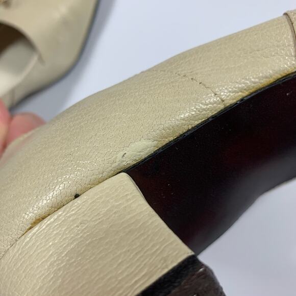 Vintage Cream Embellished Dressy Round Toe Low Block Heels - Picture 8 of 10